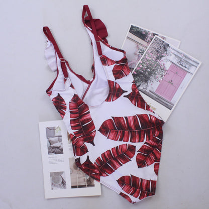 Swimsuit Sexy Siamese V neck Flounce Swimsuit Swimsuit Women Swimsuit