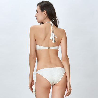 Traje de baño de reunión Bikini sexy Traje de baño Bikini sexy elegante Flecos sólidos