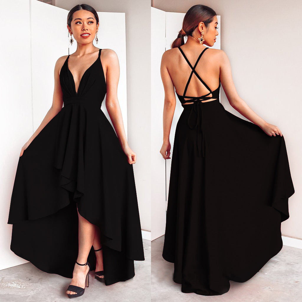 Robe sexy à bretelles et col en V