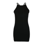 Spring Summer Sexy Rib Small Sling Dress Solid Color Knitted Slimming Commuting JSLX