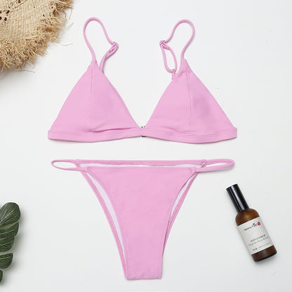 Bikini rosa sexy para mujer, traje de baño separado, bikini