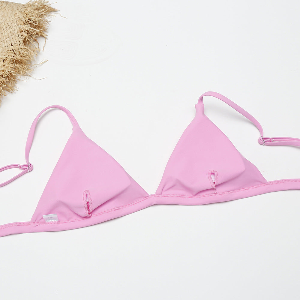 Bikini rosa sexy para mujer, traje de baño separado, bikini