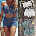 Sexy Strap Hand Crocheting Woven Hollowed Bikini Split Swimsuit Zunee