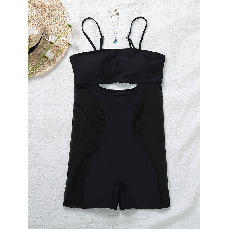 Black One Piece Swimsuit Women Hollow Out Cutout Out Bathing Suits Bandeau Swimwear