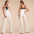 New Women Clothing Contrast Color Suspender Hot White Women Jumpsuit MandyShow