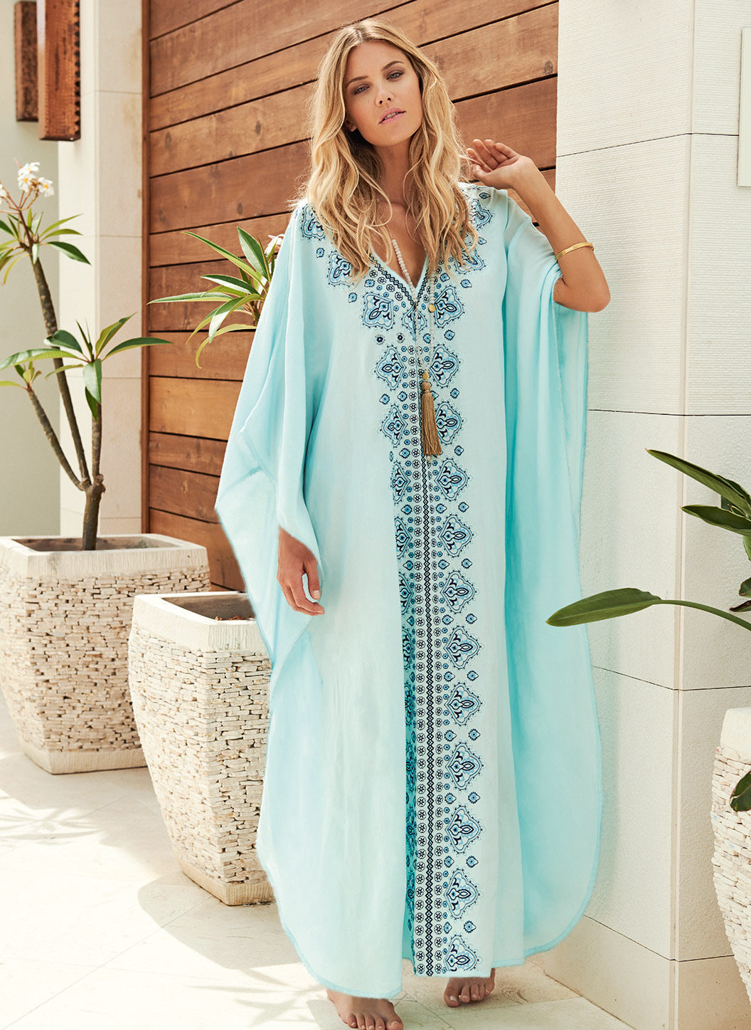 Blue Embroidery Robe