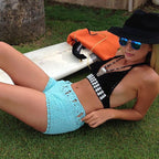 Handmade Beach Solid Color Short Swimming Trunks Sexy Cutout Hand Crocheting Cotton Sunscreen Zunee