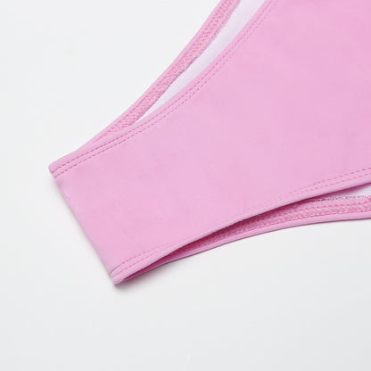 Bikini rosa sexy para mujer, traje de baño separado, bikini