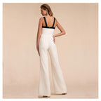 New Women Clothing Contrast Color Suspender Hot White Women Jumpsuit MandyShow