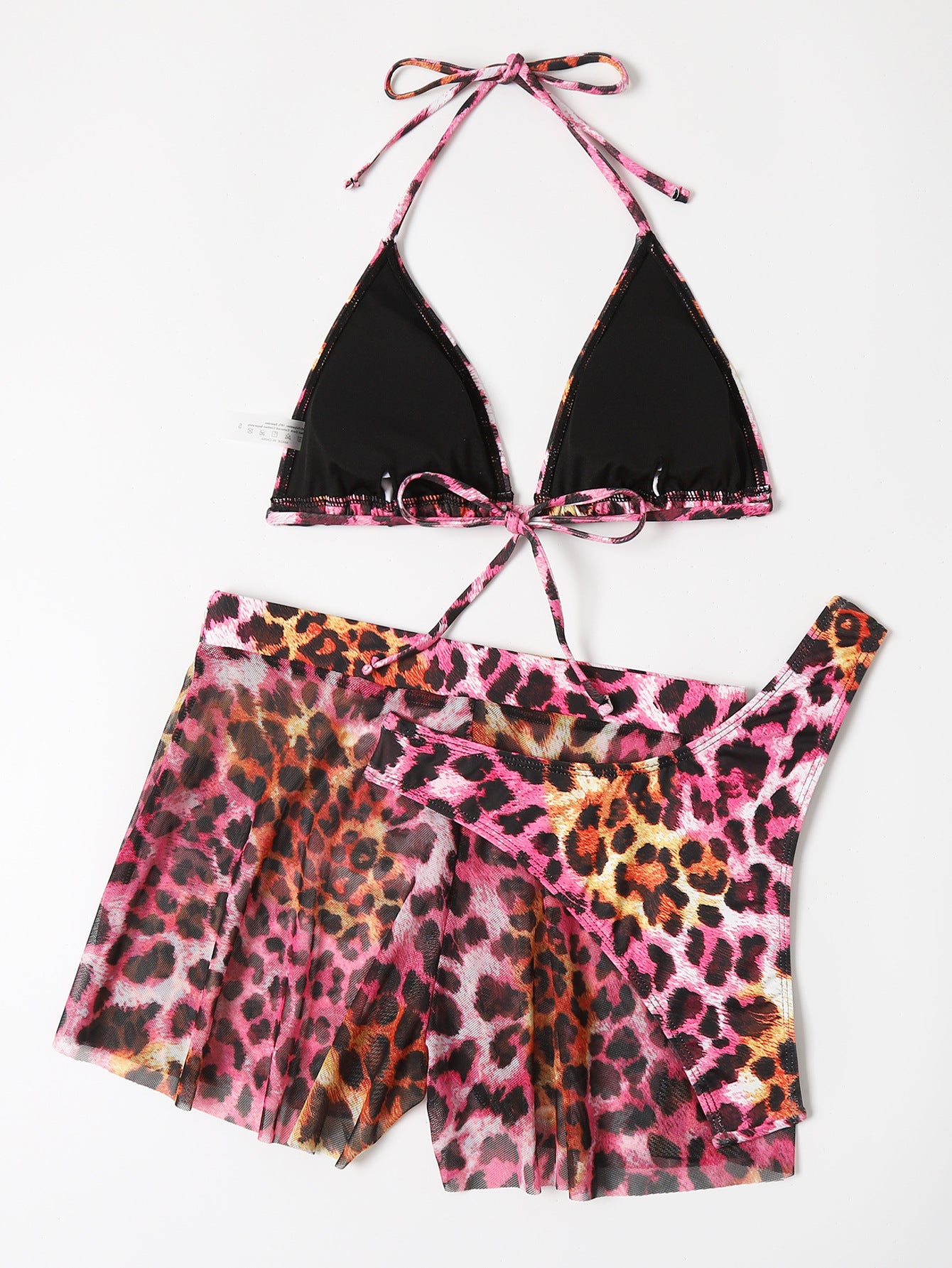 Traje de baño de tres piezas con estampado de leopardo dividido Bikini Bikini