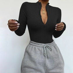 Long-sleeve Zipper Slim Fit Slim Looking Base Bodysuit Autumn