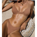 Bikinis sexis de corte alto para mujer, traje de baño liso para mujer, traje de baño retro para mujer, traje de baño de 2 piezas, ropa de playa