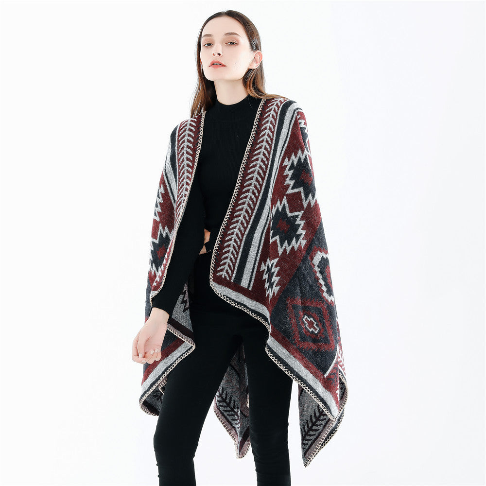 Geometric Abstract Puzzle Cloak Simple Thicken Lengthen Warm Air Conditioning Shawl Travel Blanket