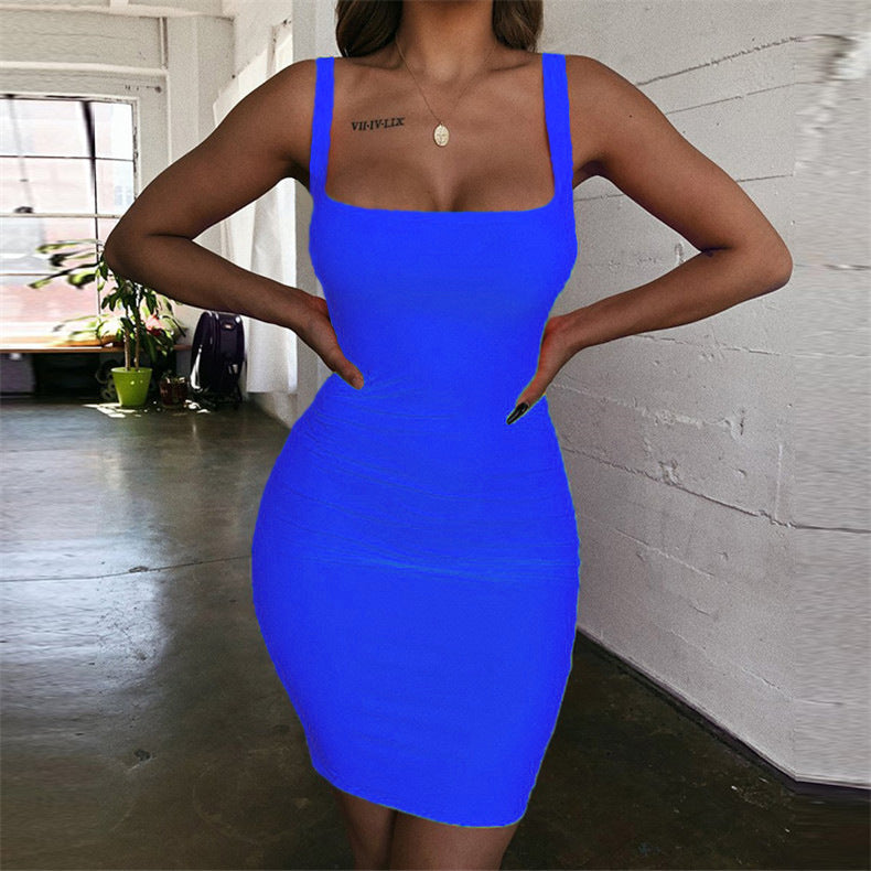 Robe à bretelles sans manches couleur bonbon pour femme