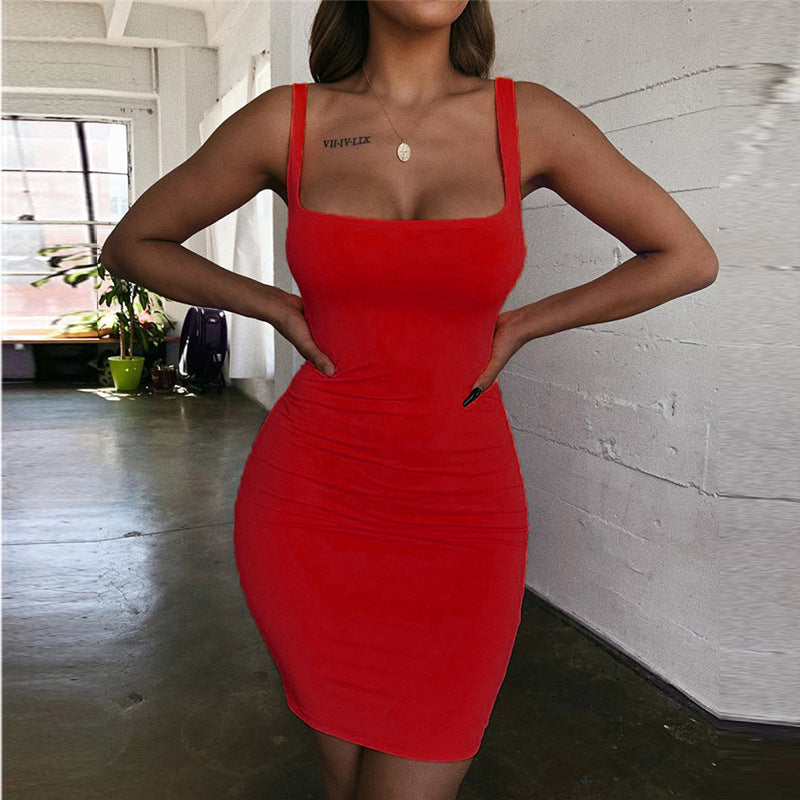 Robe à bretelles sans manches couleur bonbon pour femme