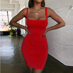 Robe à bretelles sans manches couleur bonbon pour femme