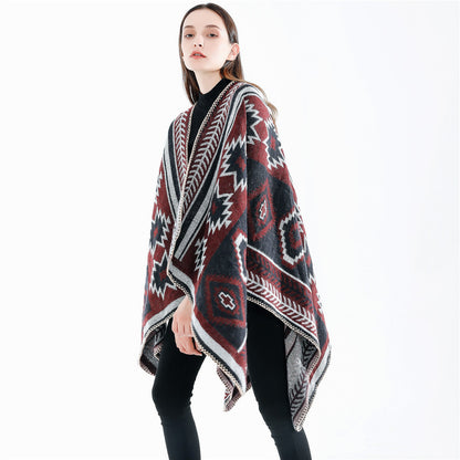 Geometric Abstract Puzzle Cloak Simple Thicken Lengthen Warm Air Conditioning Shawl Travel Blanket