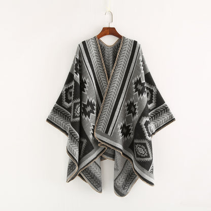Geometric Abstract Puzzle Cloak Simple Thicken Lengthen Warm Air Conditioning Shawl Travel Blanket