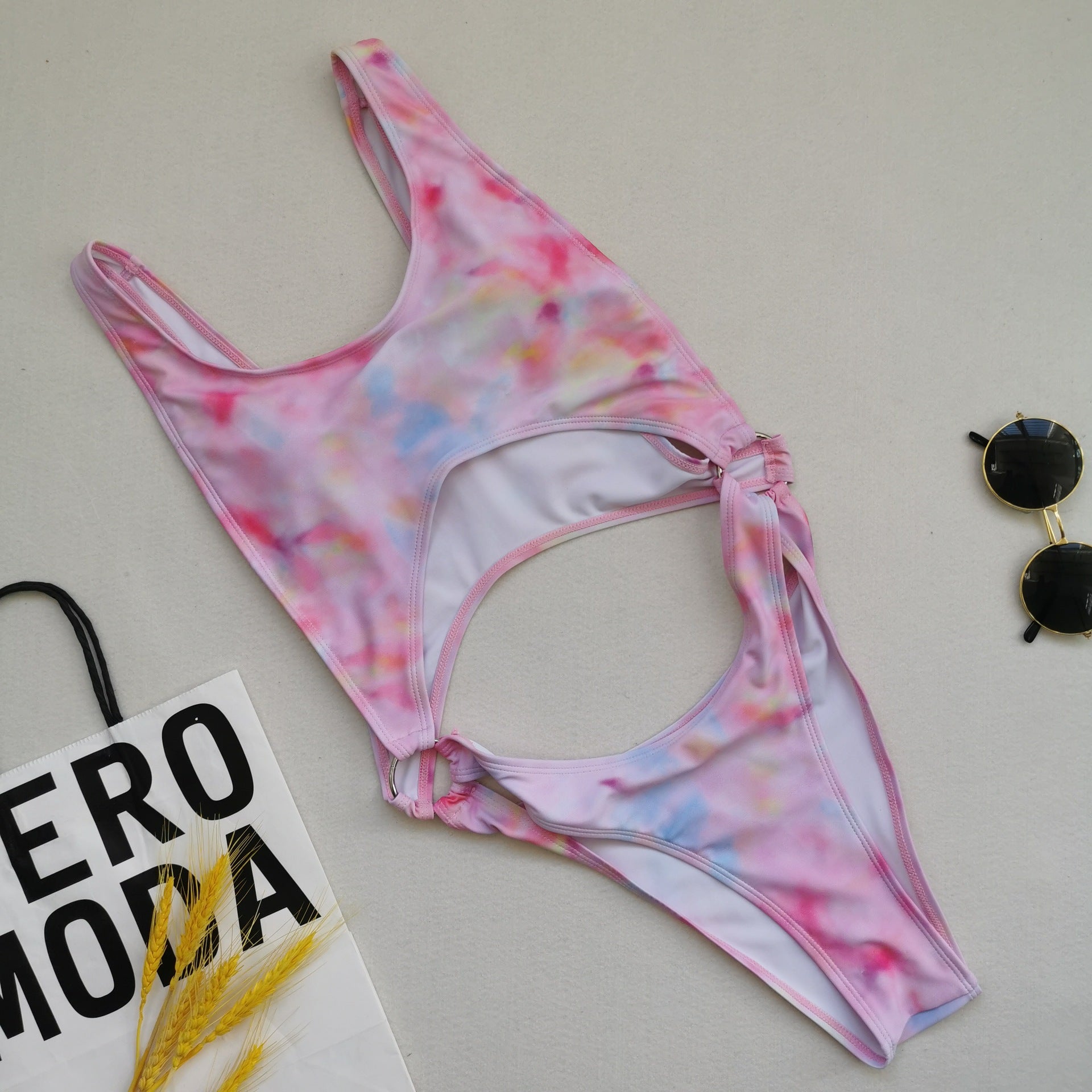 Maillot de bain une pièce bikini ajouré et sexy, imprimé tie-dye