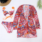 Maillot de bain 3 pièces imprimé bikini sexy en maille pour femme