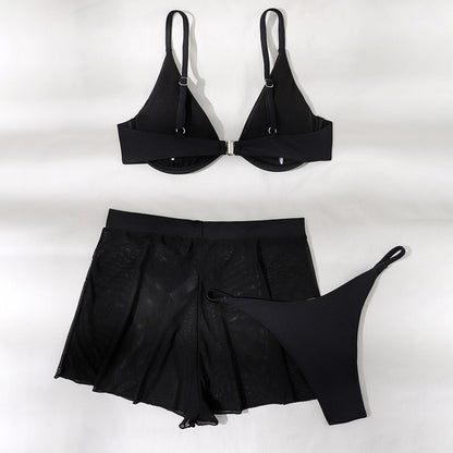 Conjunto de bikini push up, bañador unicolor sexy para mujer, pantalones de malla, trajes de baño