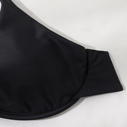 Conjunto de bikini push up, bañador unicolor sexy para mujer, pantalones de malla, trajes de baño