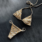Conjunto de microbikini sexy para mujer, traje de baño unicolor, tanga