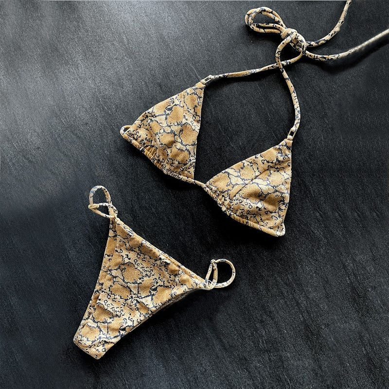 Conjunto de microbikini sexy para mujer, traje de baño unicolor, tanga