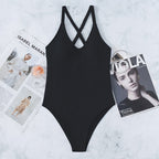 Maillot de bain une pièce à col en V pour femme, sexy, uni, coupe haute