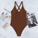 Maillot de bain une pièce à col en V pour femme, sexy, uni, coupe haute