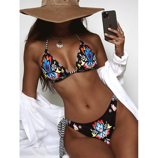 Bikinis estampados sexys de vendaje para mujer, trajes de baño triangulares
