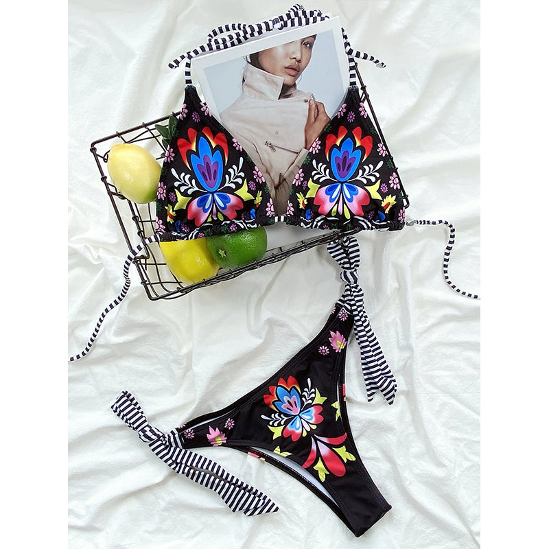 Maillot de bain triangle sexy imprimé pour femme