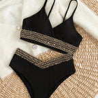 Push Up Bikini Solid Swimsuit Women Sports Bathing Suits Swimwear