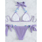 Chain Halter Bikini Set Knot Swimsuit Women Sexy Bathing Suits Backless Swimwear