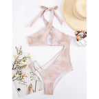 Maillot de bain une pièce push-up dos nu pour femme, ajouré, découpé, maillot de bain