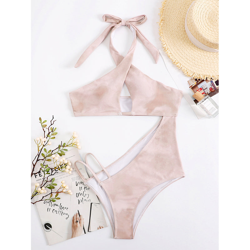 Maillot de bain une pièce push-up dos nu pour femme, ajouré, découpé, maillot de bain