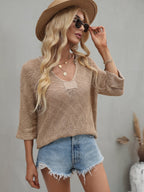 New Spring Summer V-neck WomenClothing Knitted Loose Solid Color Fashion Pullover Women SERENDIPITY