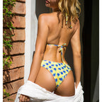 Maillot de bain 2 pièces triangle sexy dos nu à imprimé floral pour femme