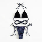 Maillot de bain triangle micro bikini string à lacets pour femme