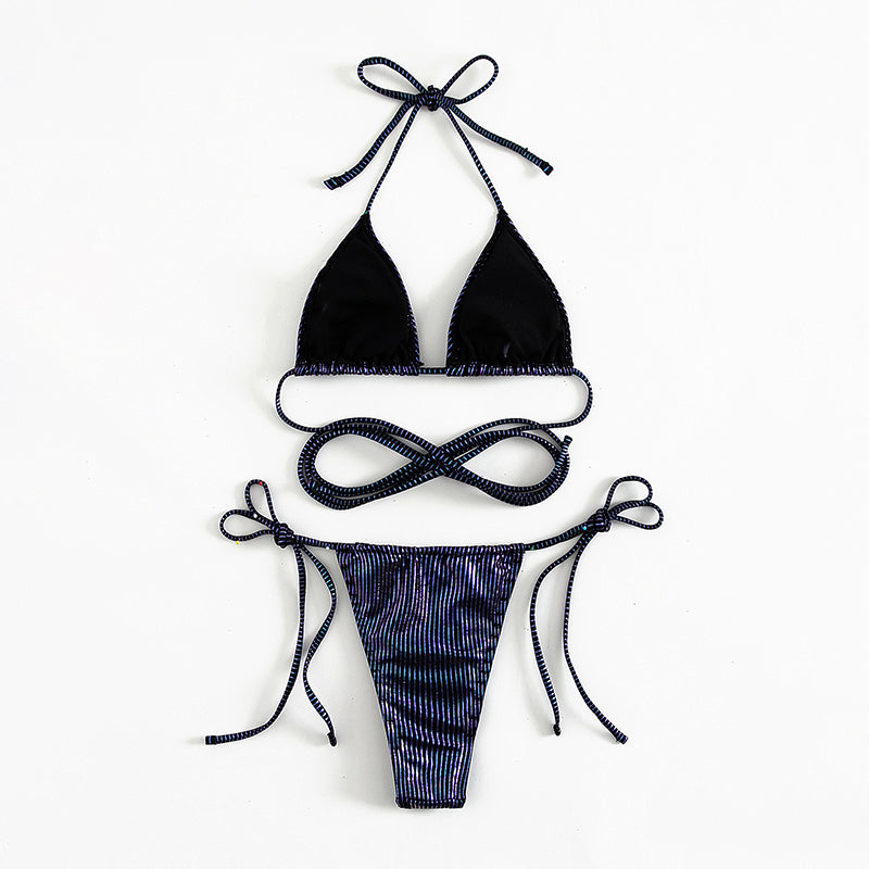 Maillot de bain triangle micro bikini string à lacets pour femme