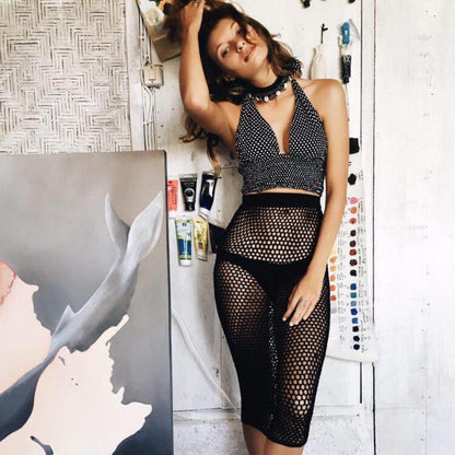 Dedicated Beach Skirt Women Summer Seaside Holiday Hand Crocheting Knitted Hollow Out Cutout Out Fishnet Bikini Skirt Crochet hook