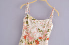 Summer Women High Waist Floral Print Slit Hemline Strap Dress for Women OMI