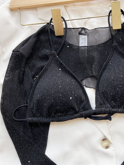 Bikini Traje de baño de tres piezas Traje de baño de bikini Traje de baño de mujer Fission Glitter Traje de baño