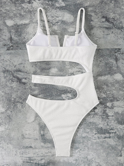 Traje de baño bikini sexy con escote en V y aberturas para mujer