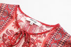 Summer Women Holiday Rayon Positioning Printed Long-Sleeved Dress Long Starivy