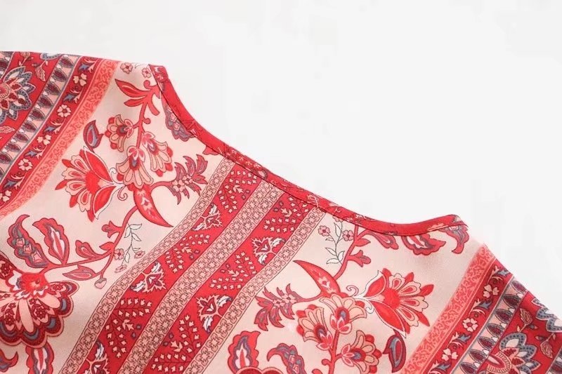 Summer Women Holiday Rayon Positioning Printed Long-Sleeved Dress Long Starivy