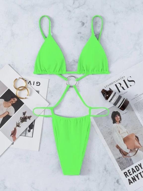 Traje de baño azul para mujer, traje de baño triangular, traje de baño femenino de vendaje, monokini brasileño, traje de baño de verano