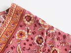 Women Clothing Summer Rayon Positioning Printed Dress V-neck Lace-up Vacation Dress Bohemian Starivy