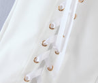 Women Clothing Summer Blogger Milky White Split Air Hole Criss Cross Strap Skirt Yvonne