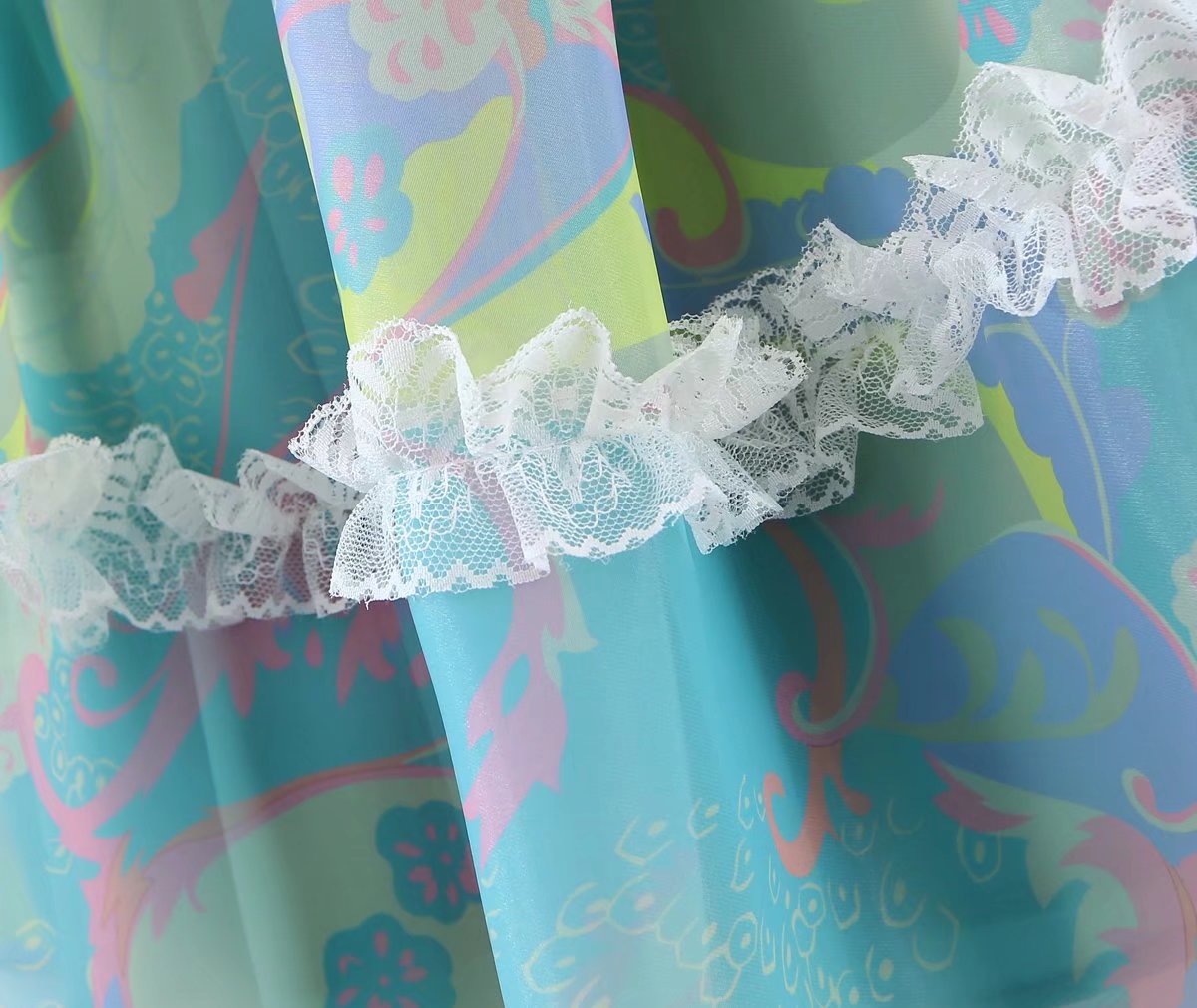 Sweet Fungus Lace Princess Dress Hollow Out Cutout Backless Girl Dress Spring Summer Cashew Print Dress Sheer Yvonne